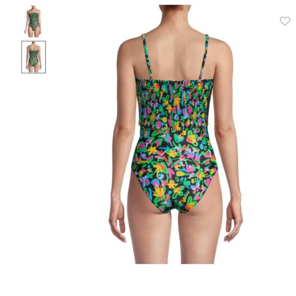 Tanya Taylor Kendra Floral Smocked Maximalist Fun One-Piece Swimsuit Size 3X - Picture 2 of 2